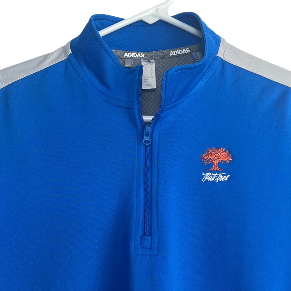 Adidas Kid Quarter Zip Pullover Long Sleeve Blue Oak Tree Logo Athletic M 11-12Y - Picture 5 of 10